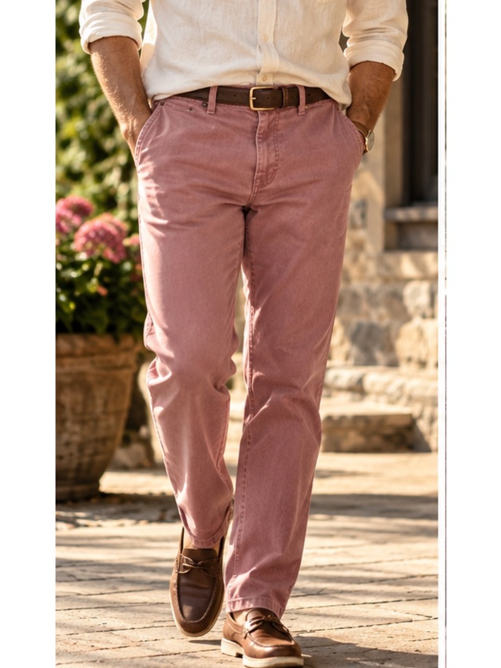 Paul Fredrick Men’s 36 Washed Cotton Twill Pants Dusty Rose Vintage